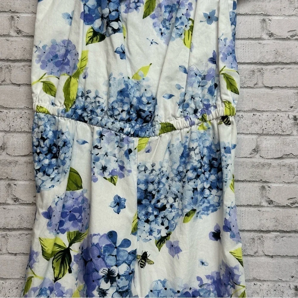 Gymboree Size 3T Floral Lined Jumpsuit Blue White Off Shoulder Ruffles Bees